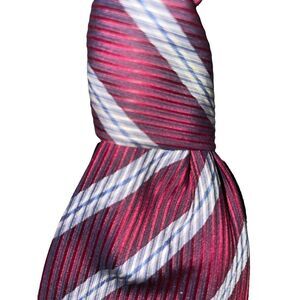 bruno piattelli silk tie Red Gray Diagonal Stripes 58" X 3.75"